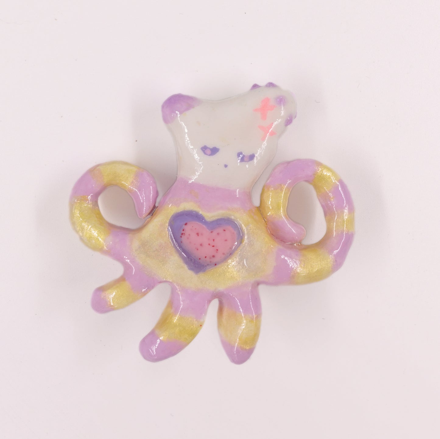 Clay - Purple & Yellow Striped Octopus